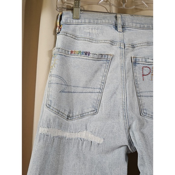 American Eagle Pride Strigid Highest Rise Baggy Straight Jeans Women 2 / 26 Long - Picture 9 of 11